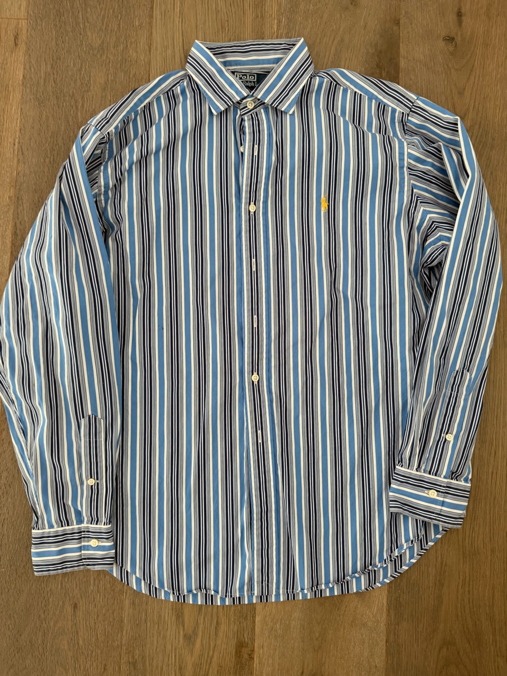 Ralph Lauren Blue and White Multi-Stripe Button-Down Shirt XL